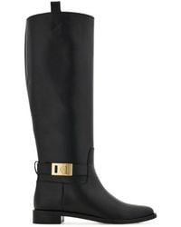 Ferragamo - Knee High Boot With Hug Buckle Detail - Lyst