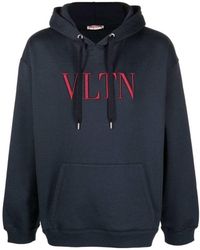 Valentino - Vltn Logo Embroidered Drawstring Hoodie - Lyst