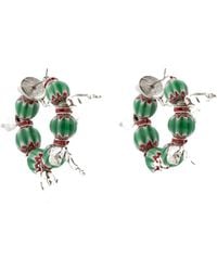 Dries Van Noten - Striped Beaded Hoop Earrings - Lyst