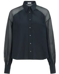 Brunello Cucinelli - Silk Crêpe De Chine Paneled Shirt With Monili - Lyst