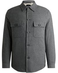 BOSS - Boss Long-Sleeved Curved Hem Overshirt - Lyst