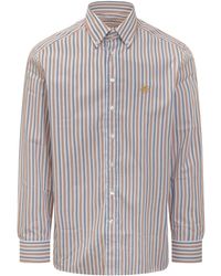 Etro - Pegaso Embroidered Striped Shirt - Lyst