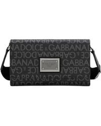 Dolce & Gabbana - Logo Jacquard Foldover Top Crossbody Bag - Lyst