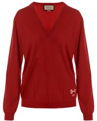 Gucci - V-Neck Long-Sleeved Jumper - Lyst