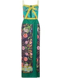 Gucci - Colorblock Floralprint Slip Maxi Dress - Lyst