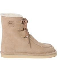 Miu Miu - Suede Booties - Lyst