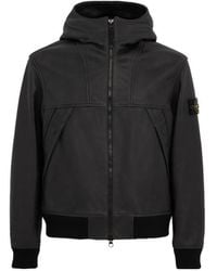 Stone Island - Leather Zip-Up Hooded Jacket - Lyst