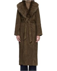Nour Hammour - Khaki Briona Luxurious Suede Coat - Lyst