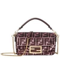 Fendi - Baguette Mini And Burgundy Ff Sequin Bag - Lyst