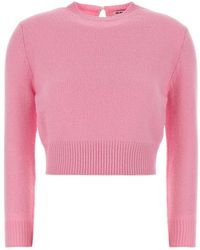 Jil Sander - Cropped Crew Neck Knitted Sweater - Lyst