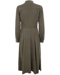 Aspesi Satin Long Wrap Dress in Blue | Lyst