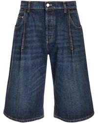 McQueen - Knee-Length Denim Shorts - Lyst