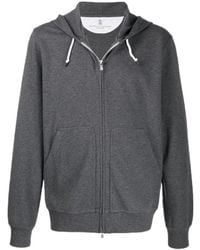 Brunello Cucinelli - Zipped Hooded Sweatshirt - Lyst