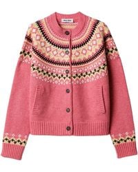 Miu Miu - Wool Fair Isle Cardigan - Lyst