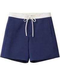 Miu Miu - Contrasting-Waistband Drawstring Satin Shorts - Lyst