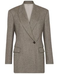 Brunello Cucinelli - Double-Breasted Herringbone Tailored Blazer - Lyst