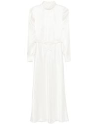 Alessandra Rich - High-Neck Ruffled Silk Midi Dress - Lyst