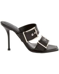 McQueen - Buckle Detailed Heeled Sandals - Lyst