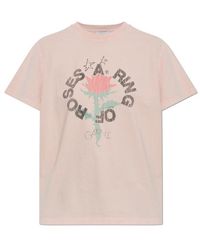 Ganni - Floral Printed Crewneck T-Shirt - Lyst