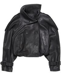 Acne Studios - Double Breasted Leather Jacket - Lyst