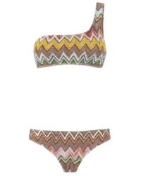 Missoni - Macro Zigzag Pattern One-Shoulder Bikini Set - Lyst