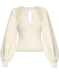 Chloé - Cut-Out Puff-Sleeve Sweater - Lyst