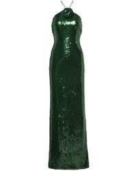 Magda Butrym - Floral-Applique Sequined Halterneck Gown - Lyst