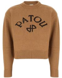 Patou - Wool Blend Crew Neck Long-Sleeved Sweater - Lyst