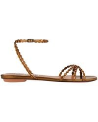 Aquazzura - Love Struck Ankle-Strap Flat Sandals - Lyst