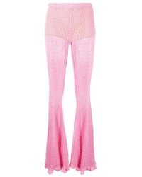 Blumarine - Crochet-Knit Scallop-Edge Flared Pants - Lyst
