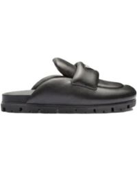 Prada - Soft Padded Nappa Leather Sabots - Lyst