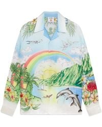 CASABLANCA - Aloha Long Sleeve Silk Shirt - Lyst