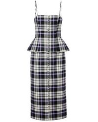 Carolina Herrera - Checked Trompe Lœil Wool Midi Dress - Lyst