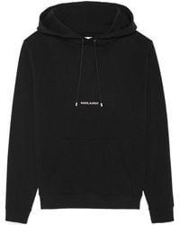 Saint Laurent - Logo Cotton Hoodie - Lyst