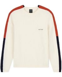 ARMANI EXCHANGE - Long-Sleeved Round Neck Drop Shoulder Color-Blocked Knit Sweater - Lyst