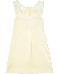 ShuShu/Tong - Ruffled Chiffon-Trimmed Satin Mini Dress - Lyst