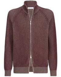 Brunello Cucinelli - Cashmere Vanisé English Rib High-Neck Cardigan With Zipper - Lyst