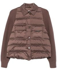 Brunello Cucinelli - Quilted-Panel Knit-Sleeve Jacket - Lyst