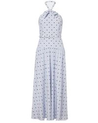 Alessandra Rich - Belted Polka-Dot Halterneck Silk Midi Dress - Lyst