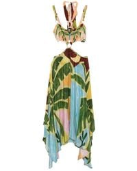 FARM Rio - Tropical-Print Asymmetric Midi Dress - Lyst