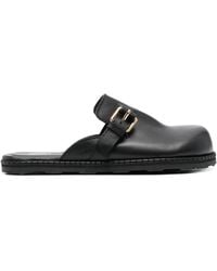 Moschino - Buckle Detailed Round Toe Mules - Lyst