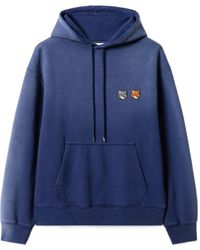Maison Kitsuné - Faded-Effect Double Fox Head Comfortable Hoodie - Lyst