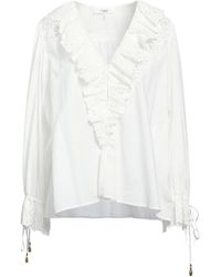 Chloé - Vneck Ruched Longsleeve Shirt - Lyst