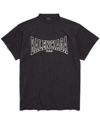 Balenciaga Rear Logo Print Oversize T-shirt in Blue for Men