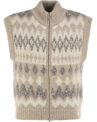Peserico - Jacquard Knitted Gilet - Lyst
