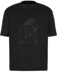 Emporio Armani - Motif Embroidered Crewneck T-Shirt - Lyst
