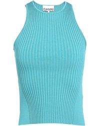 Ganni - Solid Color Sleeveless Knitted Top - Lyst