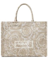 Versace - Athena Logo Embroidered Tote Bag - Lyst