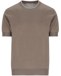 Brunello Cucinelli - Short Sleeved Ribbed Jumper - Lyst
