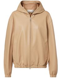 Nour Hammour - Leo Leather Zip-Up Hooded Casual Jacket - Lyst